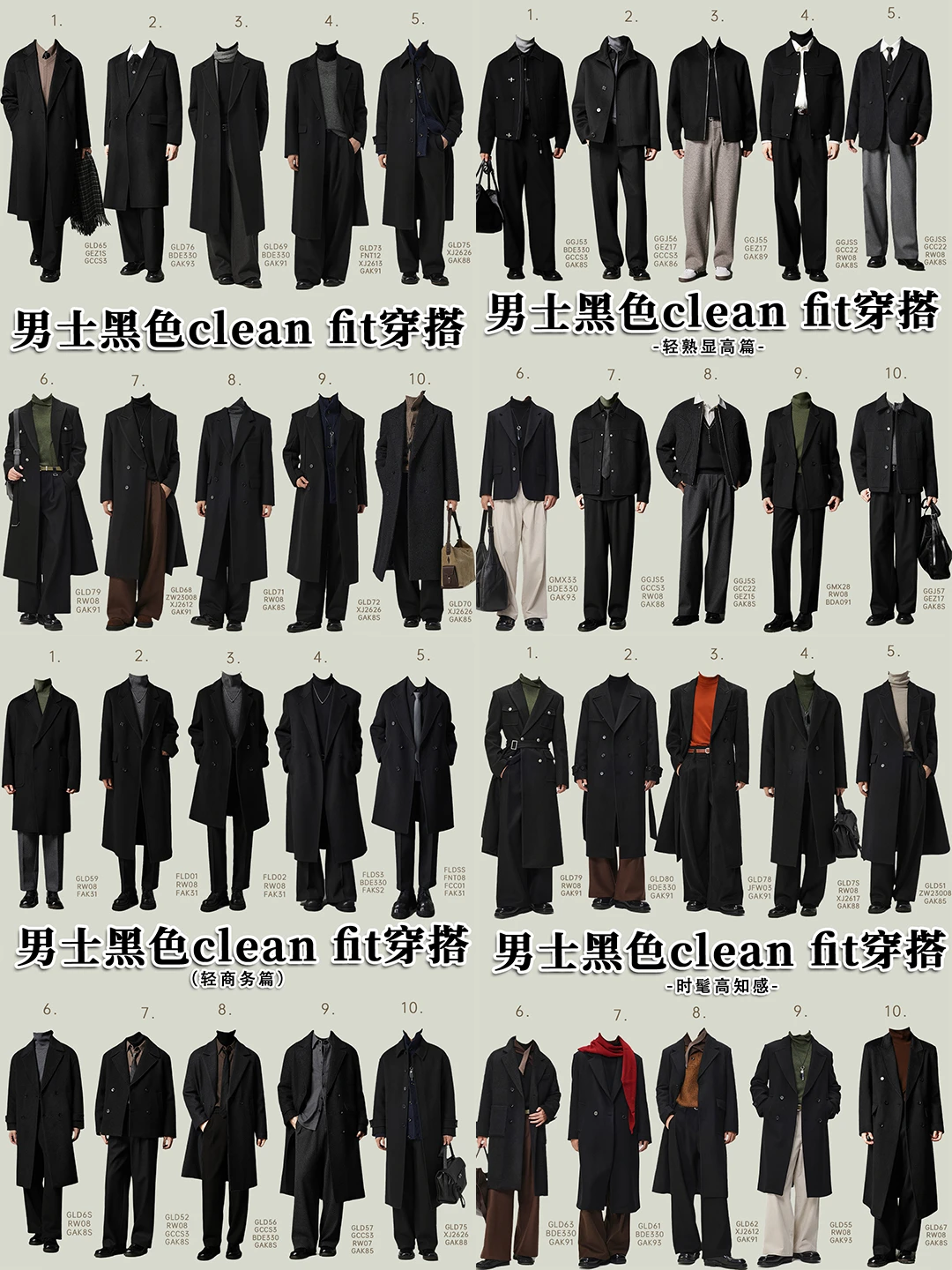 20-35岁男生秋冬高级感黑色系穿搭范本