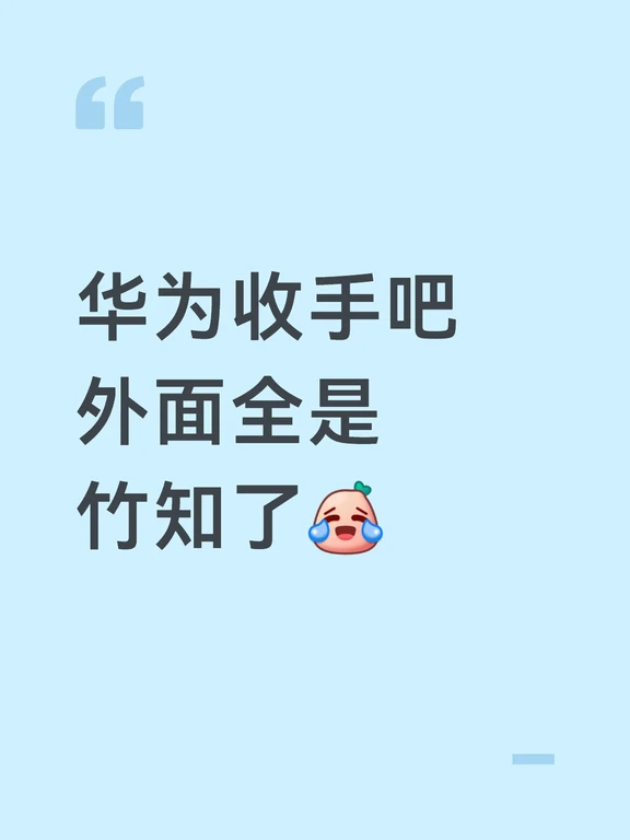 华为收手吧，外面全是竹知了
