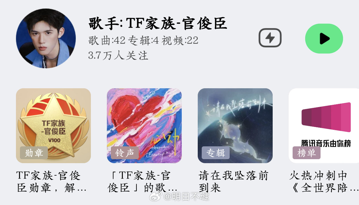 官俊臣QQ音乐的头像换了，换成新拍的公式照了，通过上线换头像告知我们还在上班吗？ ​