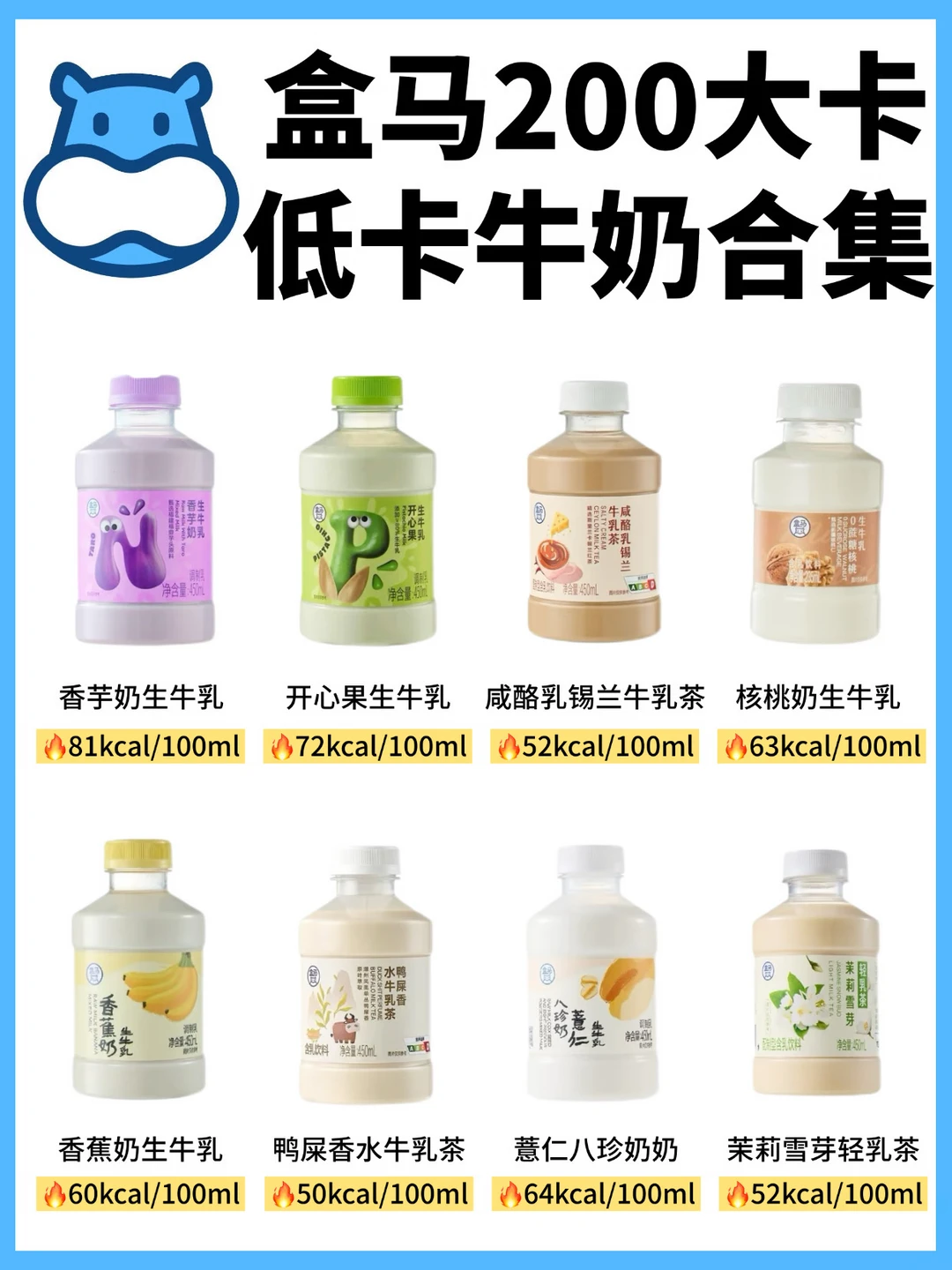 🔥盒马200大卡内低卡牛奶🥛减脂期放心喝✅