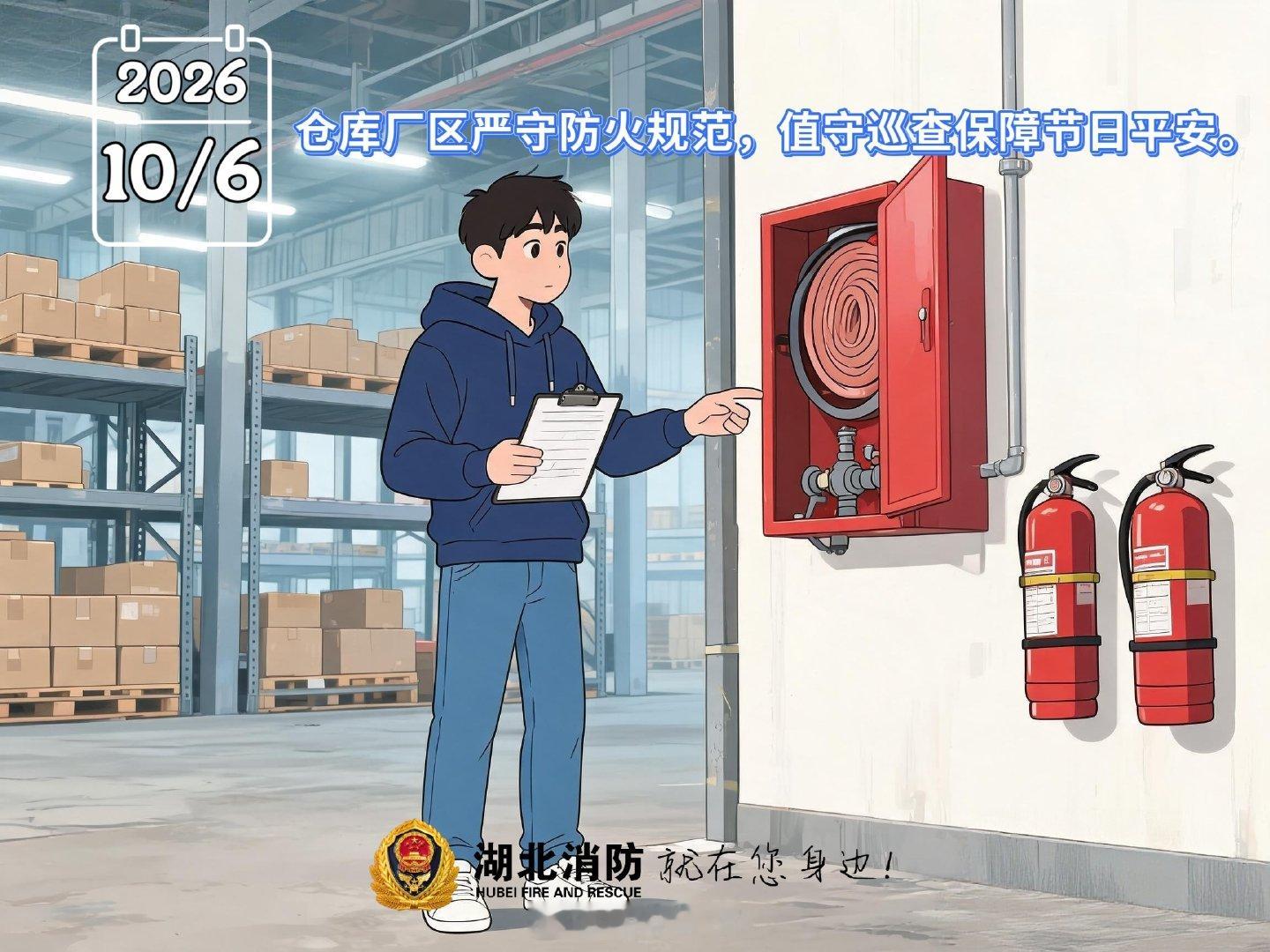 #北北说晚安#仓库厂区严守防火规范，值守巡查保障节日平安。​