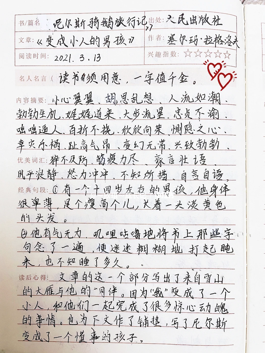 阅读笔记『尼尔斯骑鹅旅行记』