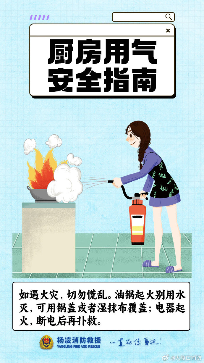 【居家厨房用气莫大意！】定期自查燃气胶管老化脱落，做饭全程有人看管，用完随手关闭燃气阀门。一旦闻到燃气异味，立刻关阀开窗通风，切勿开关电器。 ​