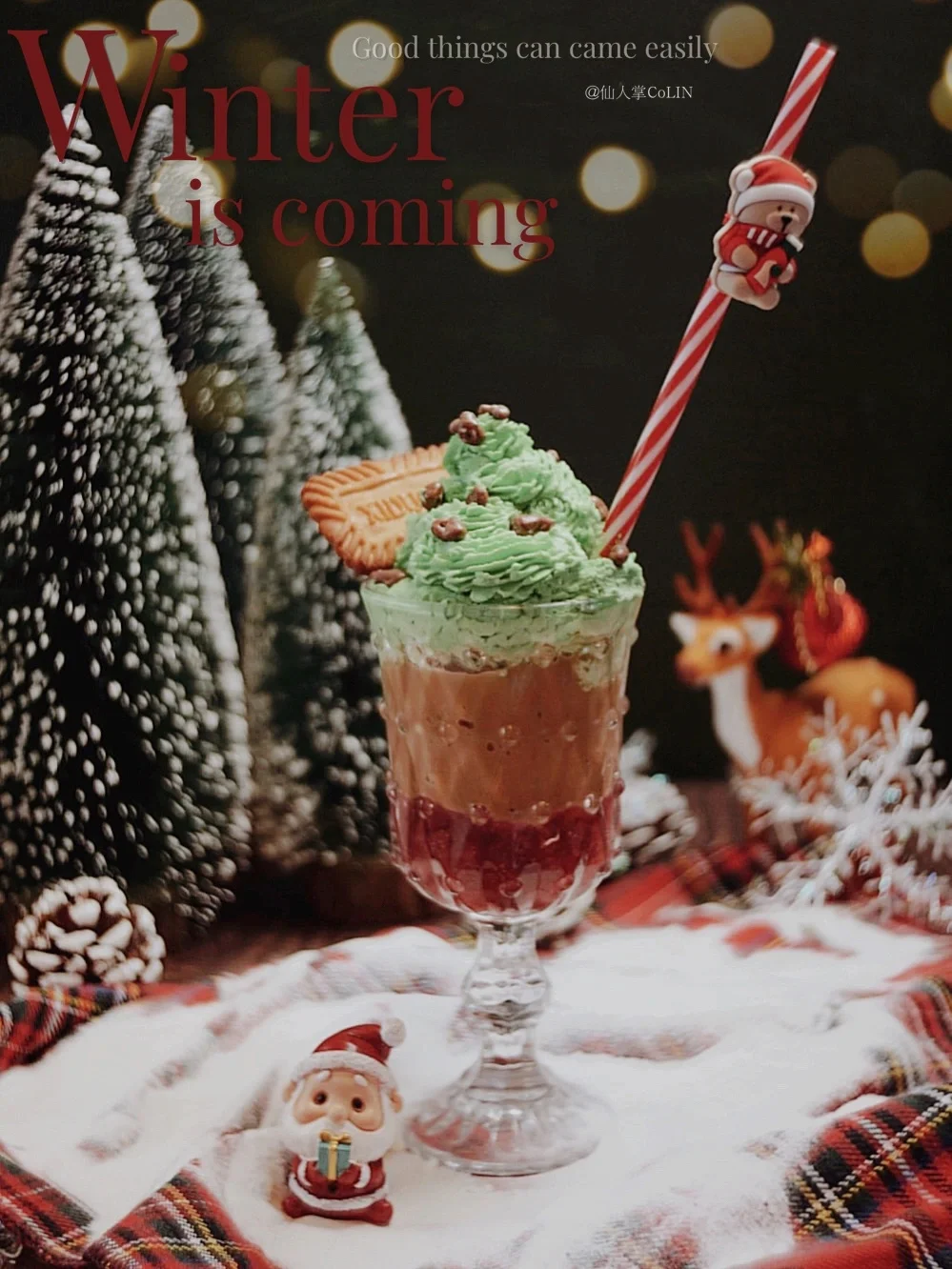 圣诞特调咖啡🎄太妃榛果拿铁🌰小熊吸管🐻