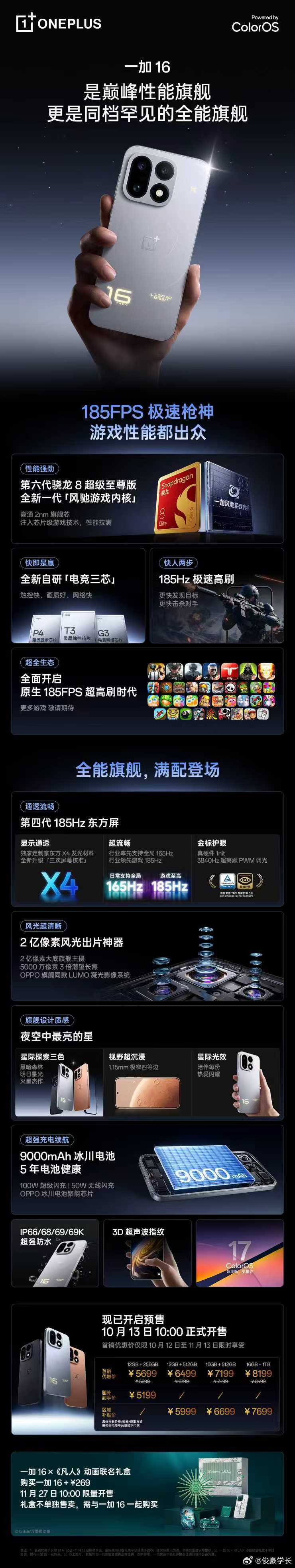一加16这波是真全能，性能、游戏、屏幕、影像、续航全都拉满，没有短板。12+256国补后5199，明天10点开售，这价格这配置，诚意确实到位。 ​