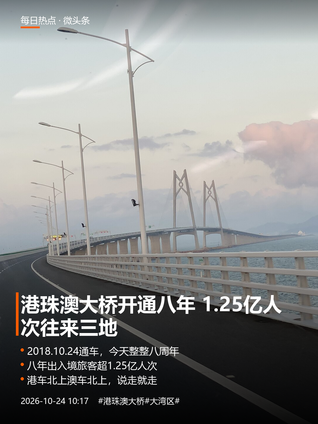 港珠澳大桥开通八年 · 出入境旅客超1.25亿人次

八年，1.25亿人次。港珠