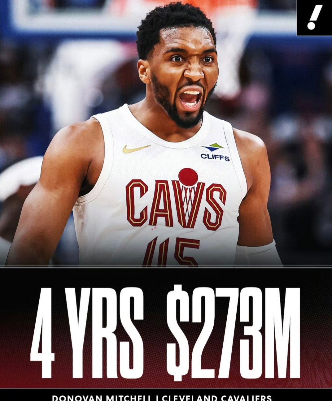 73亿续约骑士，据ESPN名记Shams报道，骑士核心米切尔敲定提前...