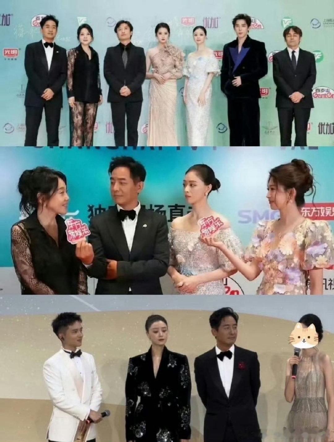 #才发现蒋欣的头是真小啊#金鹰奖同框图一整个被惊艳到，头小脸小五官舒展，哪怕和一众女星站在一起，轮廓依旧很出挑，这种优越头型真的很加分。 ​