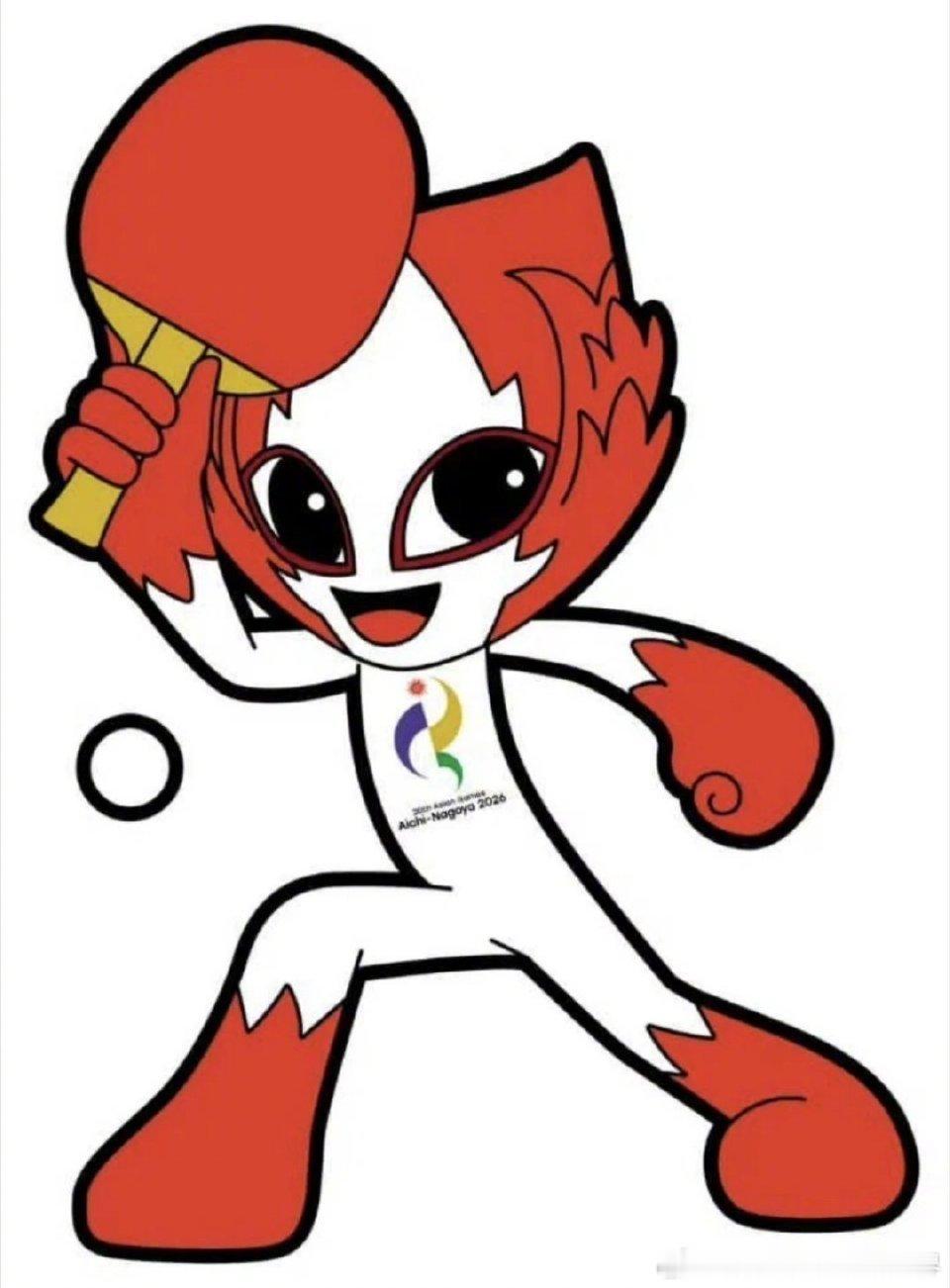 #名古屋亚运会吉祥物吓到观众#不太理解这个吉祥物的设计者，夸张到离谱的大眼睛，血红色的头发，像是狐狸精转世的幽灵。 ​