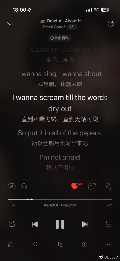 这是一首人权之歌，第一次听到它的那一秒钟，直击灵魂的前奏让我莫名的想哭，看完所有的歌词我的眼泪真正地落了下来，我想起前几天在社交媒体上刷到的农村女孩，只是因为性别与弟弟不同，就被自己亲生的家人唾骂、抛弃；我想起昨天和朋友们一起去看的电影，一个又一个的小女孩被性侵杀死；我想起参加的 ​