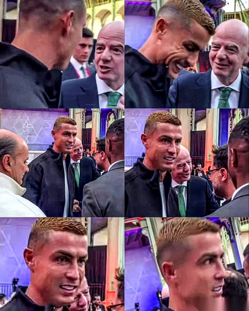 巴黎大皇宫的电竞世界杯闭幕式上，C罗和FIFA主席因凡蒂诺的一段同框视频火了。前一秒两人还在热络互动，下一秒C罗转身时的半秒冷脸，直接把全网点炸了。
如果顺着视频从头看，这原本是个相当体面的名利场。
聚光灯下，因凡蒂诺满脸堆笑，甚至还主动抛了个挺讨巧的梗：“还差23球就到1000球了？23刚好是我生