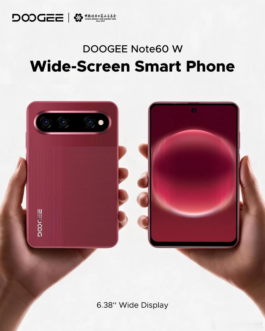 复制粘贴华为 Pura X View官方图片，DOOGEE Note60 W手机亮相：6.38 英寸720P 90Hz LCD屏，G99芯片，6500mAh电池

值得一提的是，从DOOGEE官方公众号公布的宣传海报来看，DOOGEE Note60 W 的外观与华为 Pura X View 极为相似，包括背部的相机模组造型、摄像头排布、条纹设计、品牌 LOGO 位置和壁纸 ​