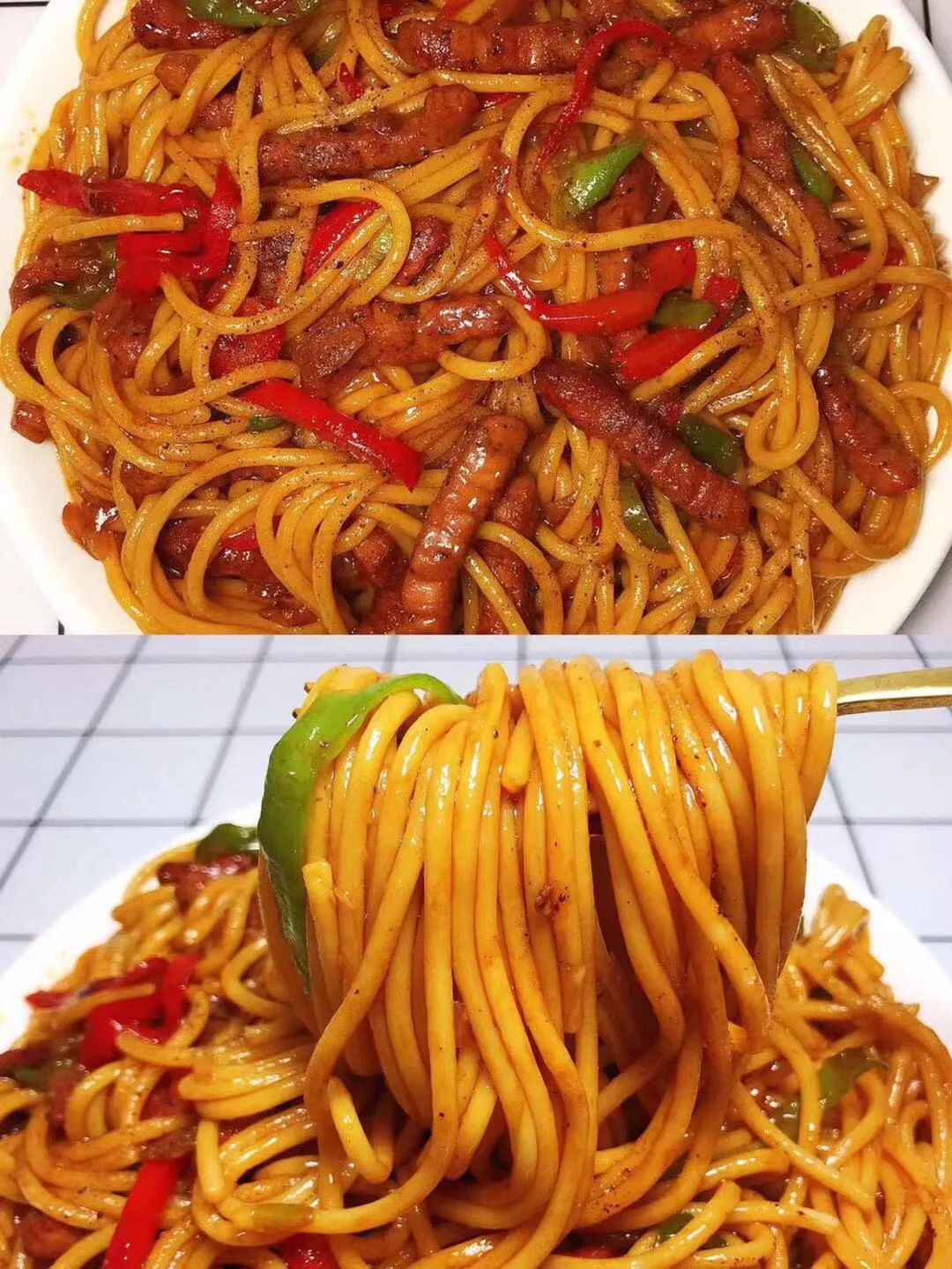 酱汁浓郁‼️黑椒牛柳意面，比餐厅的好吃❗️
