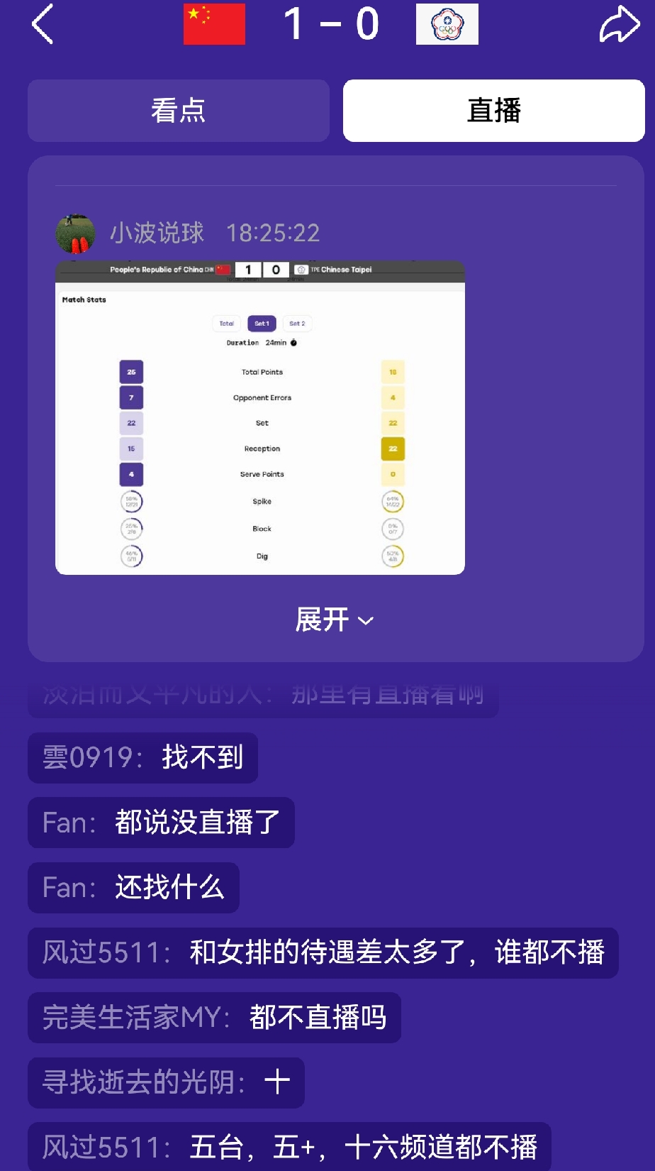 亚运快讯，中国男排亚运会首场比赛3：2险胜中国台北队，取得开门红。

亚运会男排比赛，中国男排今天小组赛的第一个对手是中国台北队，中国队的首发阵容是
二传：王鹤斌
接应：温子华
主攻：王滨、张景胤
副攻：彭世坤、张哲嘉
自由人：曲宗帅 ​​​

25‑18先下一城！亚运会中国男排首局力克中国台北，数
