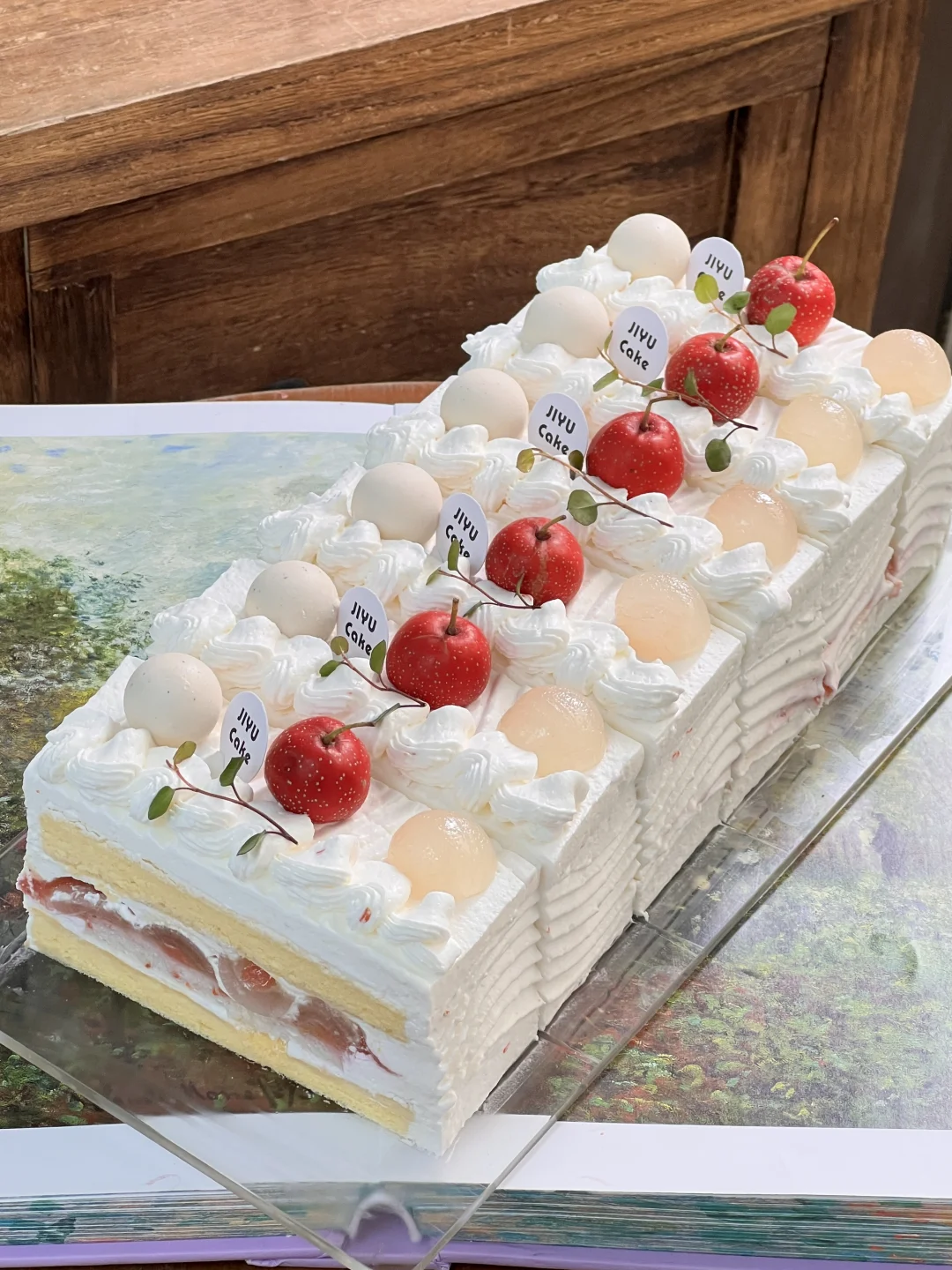 作品🍂 桂圆山楂龙井 · 酸甜酒酿风！ 条形切块蛋糕造型*酒酿奶油撞...