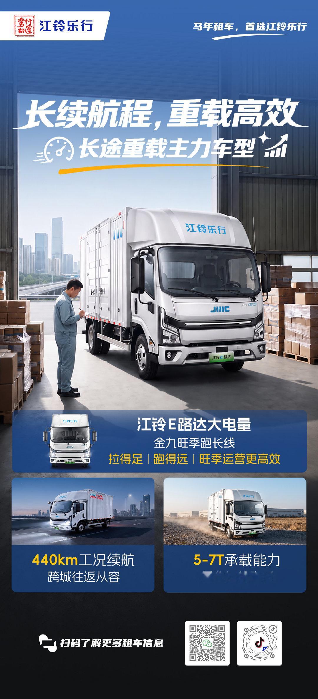 三款战力车，解锁金九增收密码
金九来临，货运旺季启幕
江铃乐行 三款战力车型精准覆盖
长途重载、城市配送、末端接驳
适配全场景需求，旺季运力不缺位
高效跑单、稳落收益#货运##新能源# ​