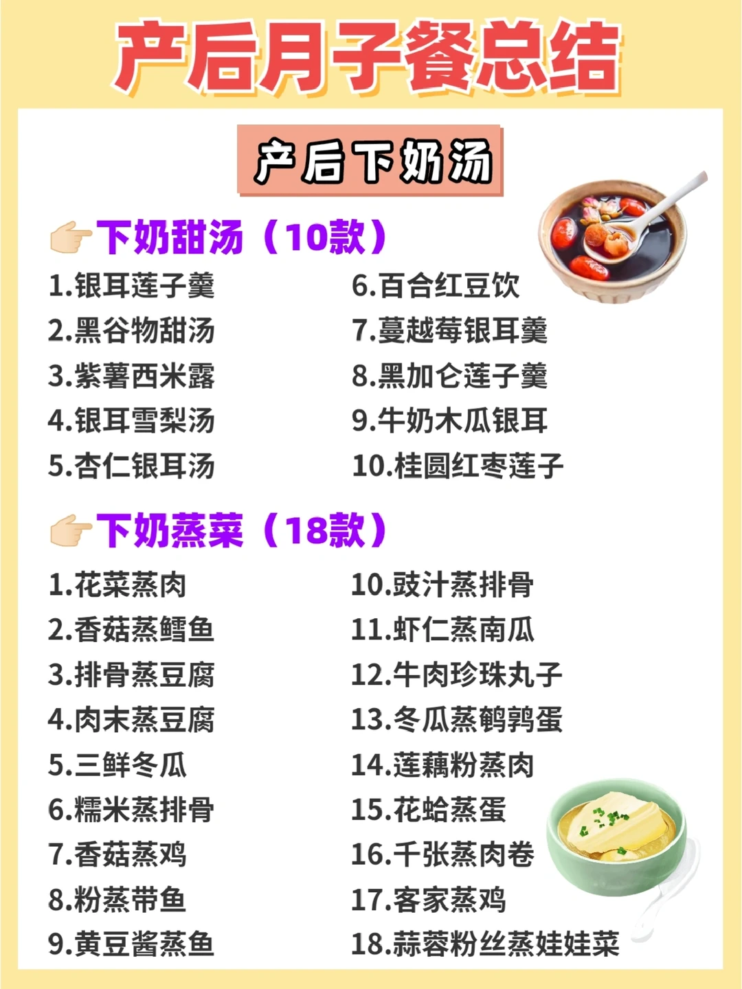《产后月子餐》一篇讲明白！坐月子食谱总结