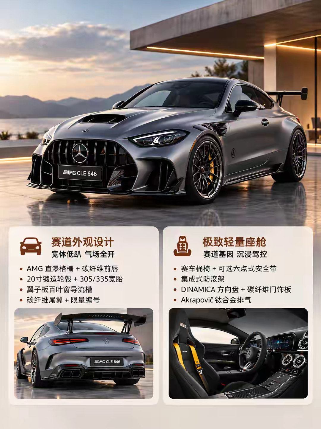 全球只造30台，AMG这次真没打算让普通人买
646匹V8、纯后驱、大尾翼、碳陶刹车……
现在这个年代还敢把一台车做得这么“不讲道理”，已经很少见了。
它可能不是最舒服的AMG，
但大概率是你在路上最难遇见的那台。
AMG CLE 646：当别人都在谈电动化，它还在坚持V8的浪漫。
#汽车##汽车视觉##超跑# ​