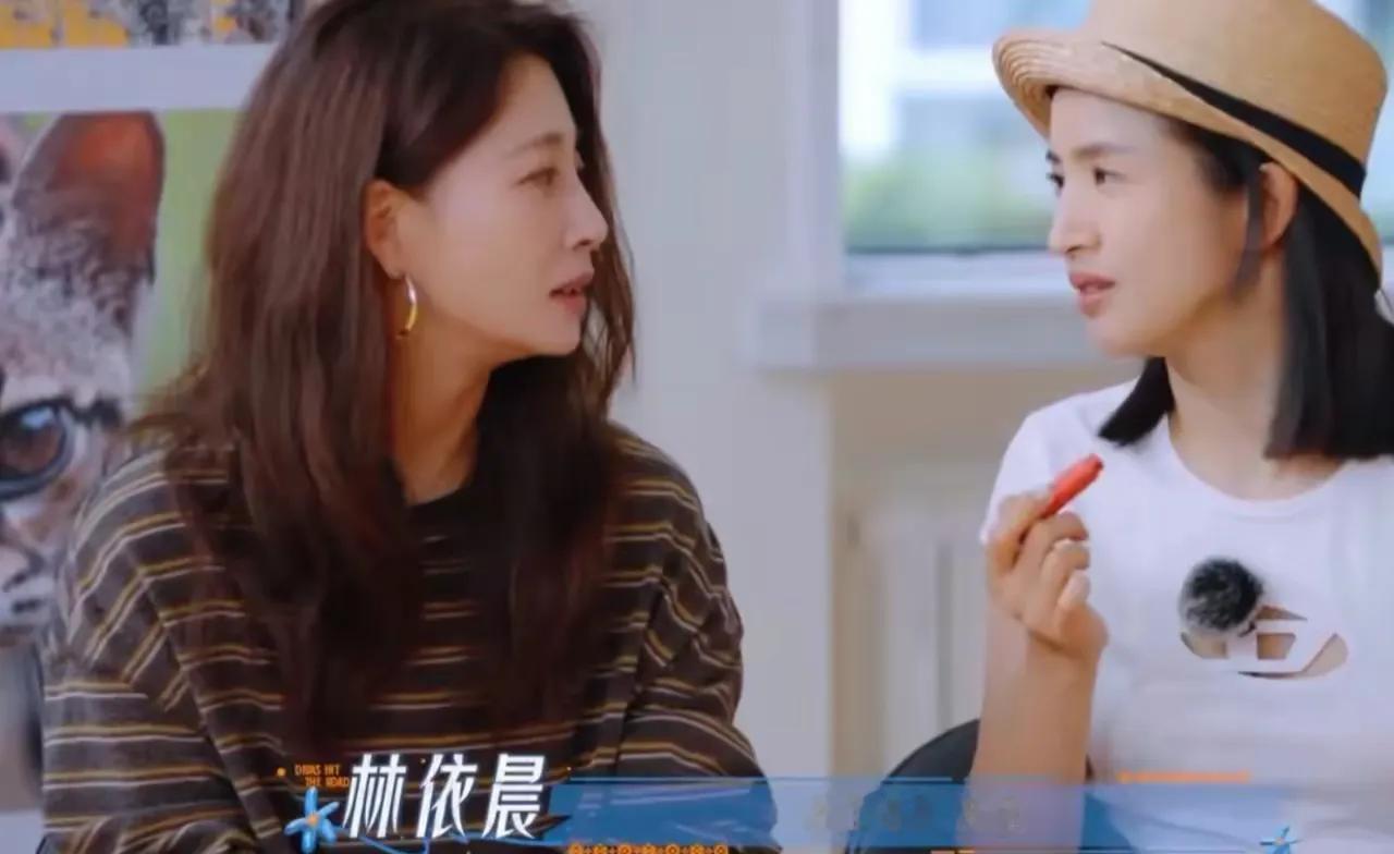 殷桃问林依晨：“旅行你最害怕什么？”林依晨：“安全问题！”殷桃：“你指的安全是？”林依晨：“人身安全。”殷桃：“害，这个不用担心，我保护你！”

讲真看到这段对话，一下子就能读出两个人完全不一样的心态。一个满心顾虑，一个大大咧咧拍胸脯，反差感直接拉满。

这档综艺是出境录制，身处陌生的环境，心里悬着