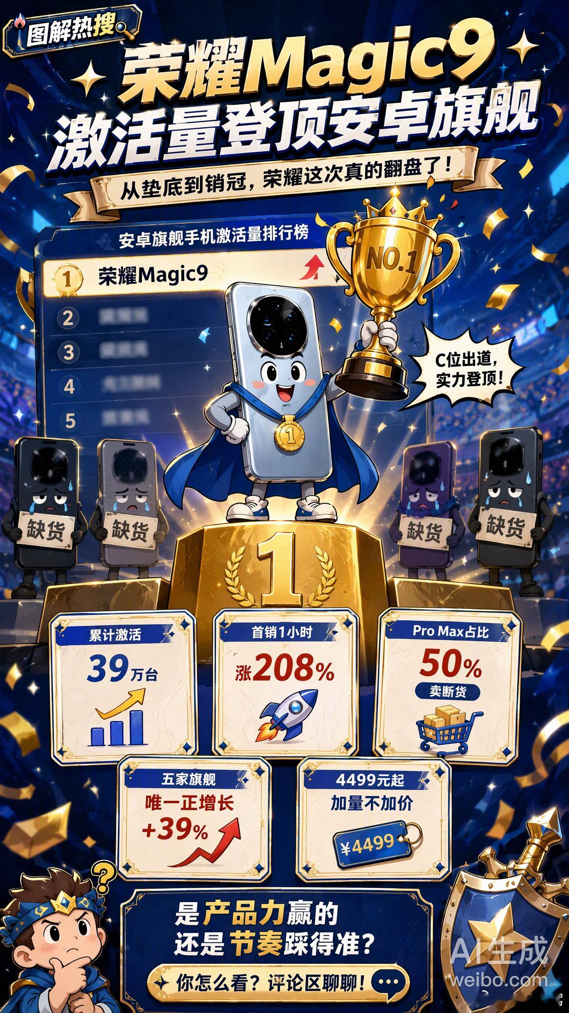 去年垫底的荣耀，今年把安卓旗舰激活量第一拿下了！📱 10月23日，数...