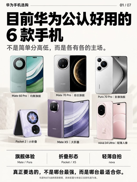 目前华为公认好用的6款手机❗你有哪一款？