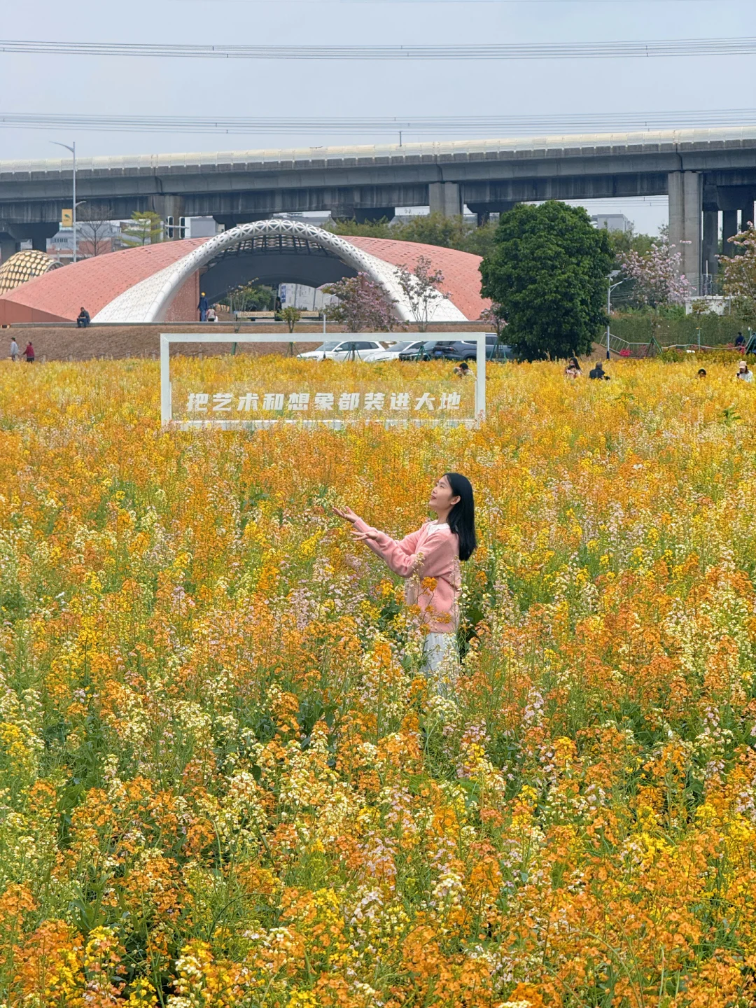 被广州江边这片七彩油菜花美哭🌼错过等一年