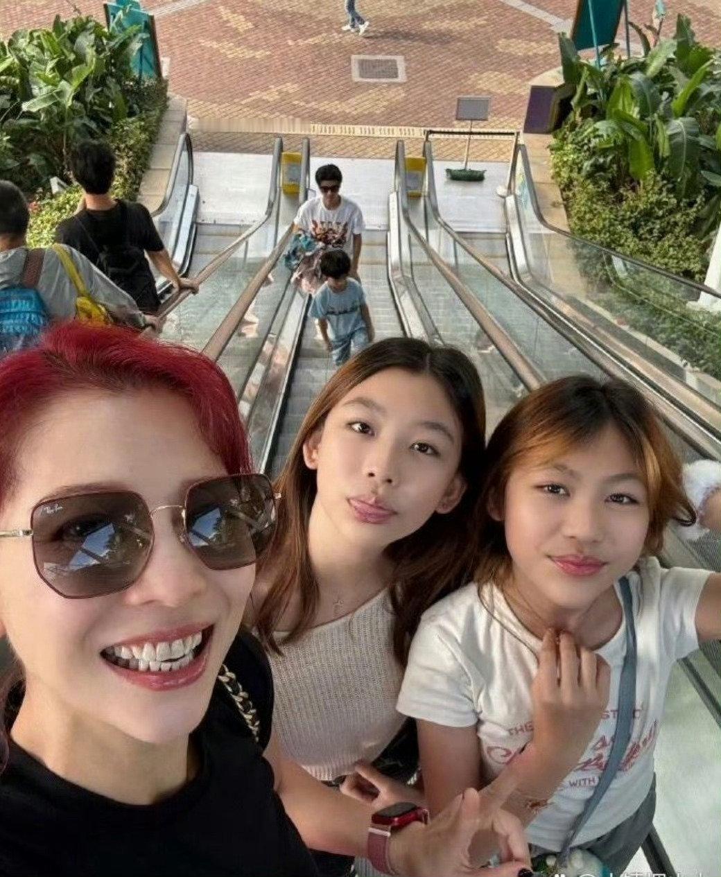 蔡少芬的两个女儿，打开一看一张张晋脸，一张妈妈的脸。 ​