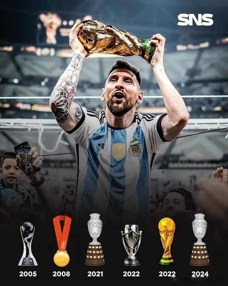🇦🇷 利昂内尔·梅西从世界杯舞台上谢幕，他的履历可能无人能及：

🏅 历史第二多进球（21球）
🏅 历史最多胜利（23场）
🏅 最长连续进球纪录（9场）
🏅 最年长帽子戏法得分者（38岁）
🏅 并列最多参赛次数（6次）
🏅 阿根廷世界杯历史最佳射手
🏅 禁区外进球最多（7球）
🏅 世界杯出场次数最多（34次）
🏅 队长身份出场次数最多（27次）
🏅 淘汰赛阶段助攻最多（10次）
🏅 唯一在小组赛、16强赛、1/4决赛、半决赛和决赛均有进球的球员（2022年）
🏆 世界杯冠军

🥺 一段用黄金书写的职业生涯。再见2026世界杯，传奇。
🤴 王座永远属于他。

🐐 有史以来最伟大的人。#梅西[超话]##阿根廷队长宣布国家队退役#