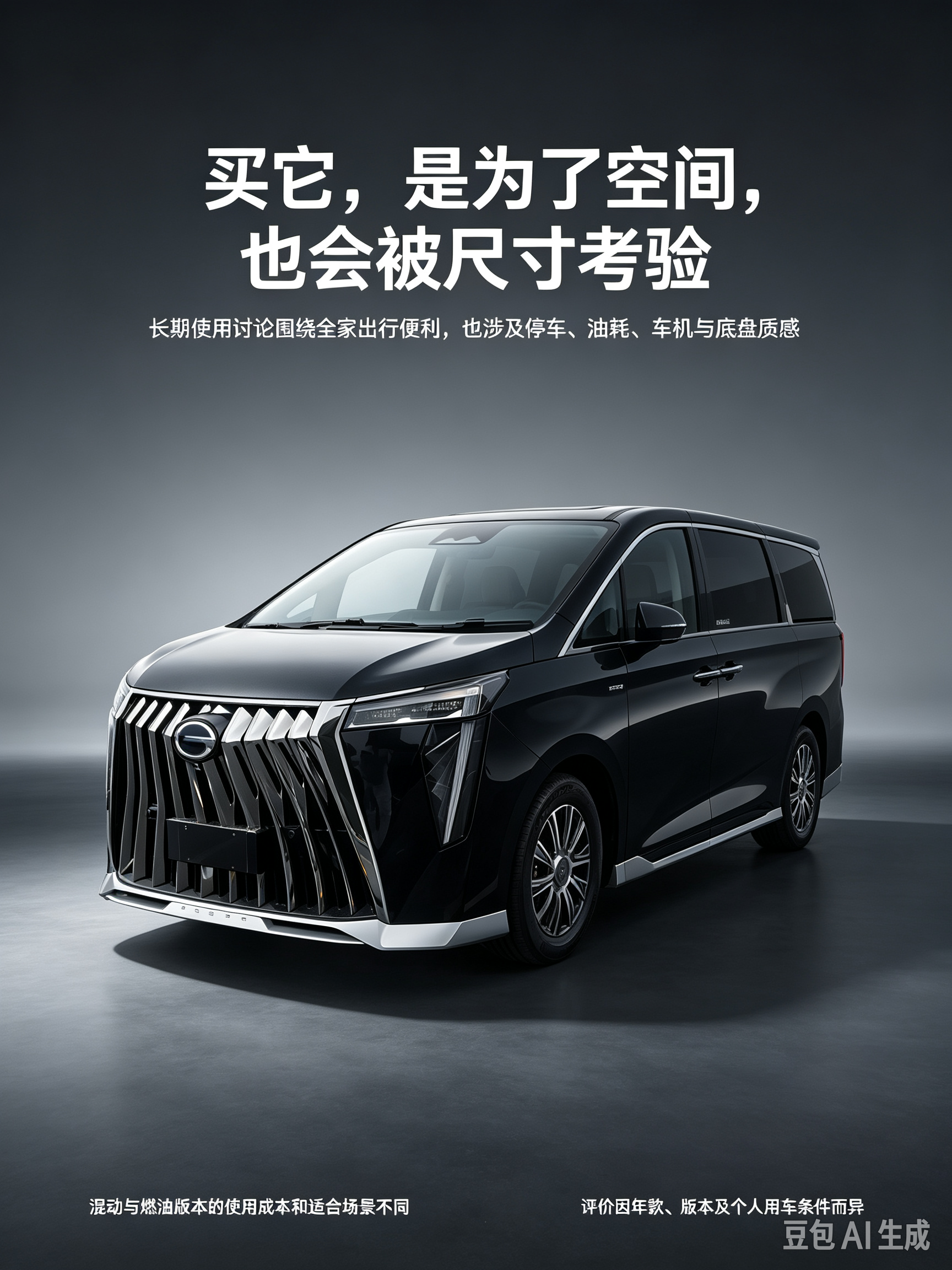 2026款广汽传祺M8，中大型7座MPV，前脸格栅气场很强，车身大气稳重。车内空间宽敞，第二排乘坐体验舒适，有燃油与混动版本可选。底盘调校偏向舒适，适合多人出行，兼顾家用和商务场景，不过车身偏大，在狭小路段与车位需要稍加留意。【来自懂车帝车友圈】
