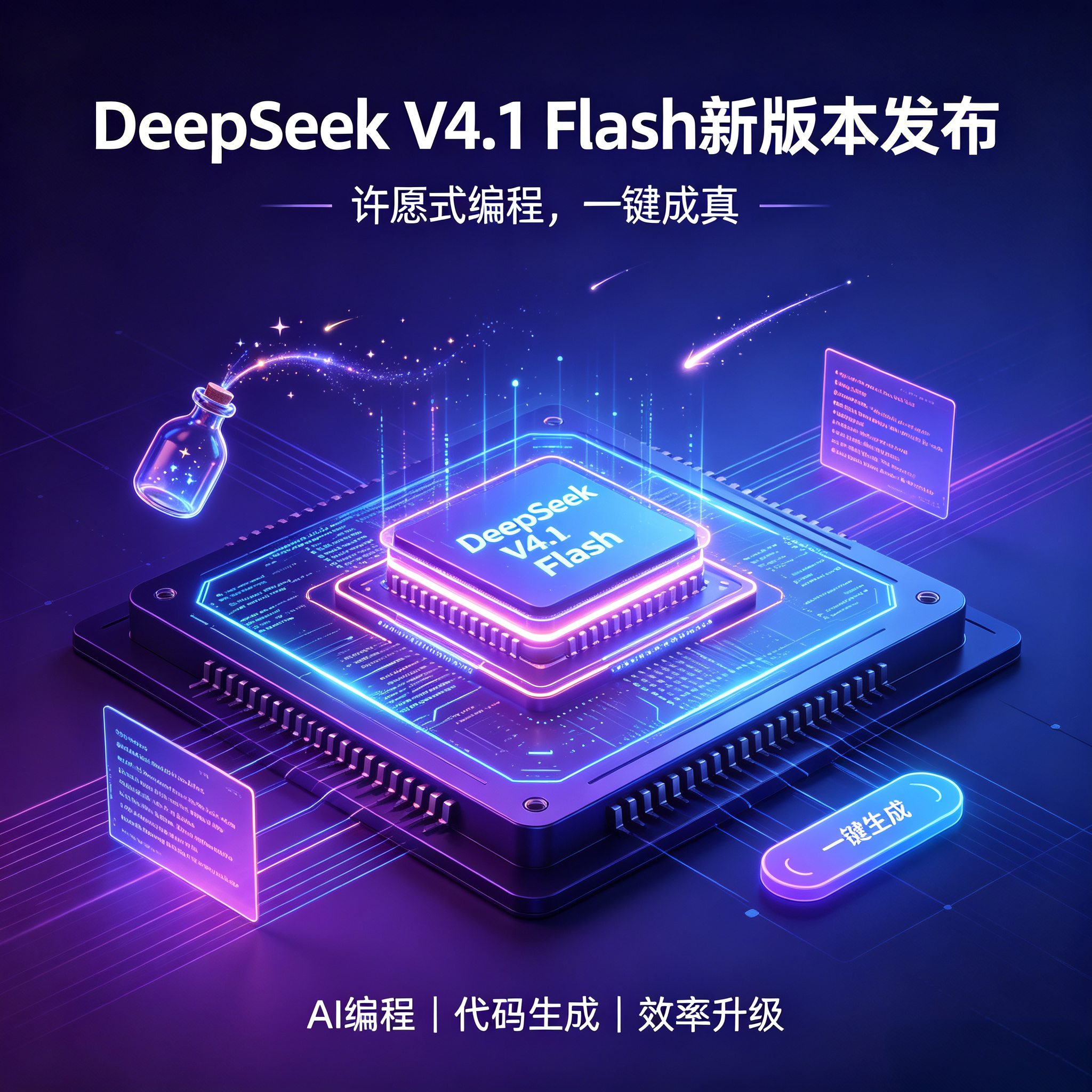 许愿就能跑：DeepSeek V4.1 Flash 把“程序员写需求”改成“人许愿，模型搭梯子”

以前用大模型写代码，得把“做个待办列表、加登录、接SQLite、返回JSON”拆成八句提示词；现在 DeepSeek V4.1 Flash 把话术门槛削平了——你像许愿一样说“给我