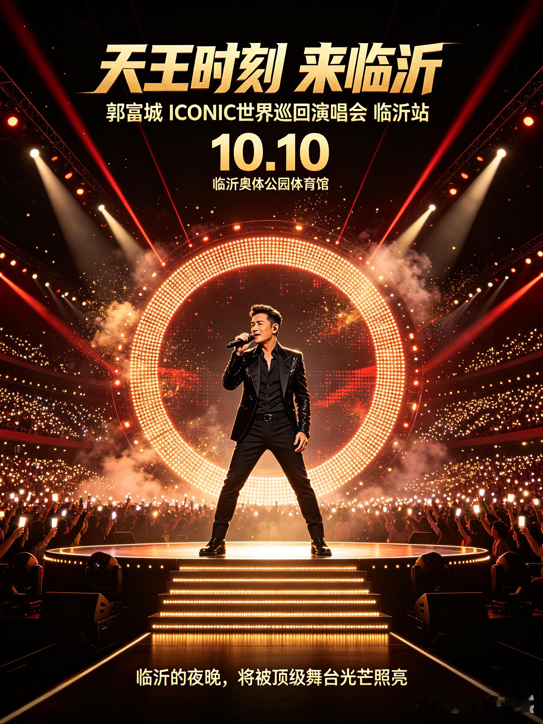 等了三十年，郭富城终于要来临沂了！

临沂人，这次是真的！

不是“疑似”，不是“网传”，不是“据说”。文化和旅游部政务服务平台的涉外演出许可公示白纸黑字写得清清楚楚：郭富城ICONIC世界巡回演唱会2026临沂站，10月10日，临沂奥体公园体育馆。

消息一出，朋友圈直接炸了。有人问“真的假的”，