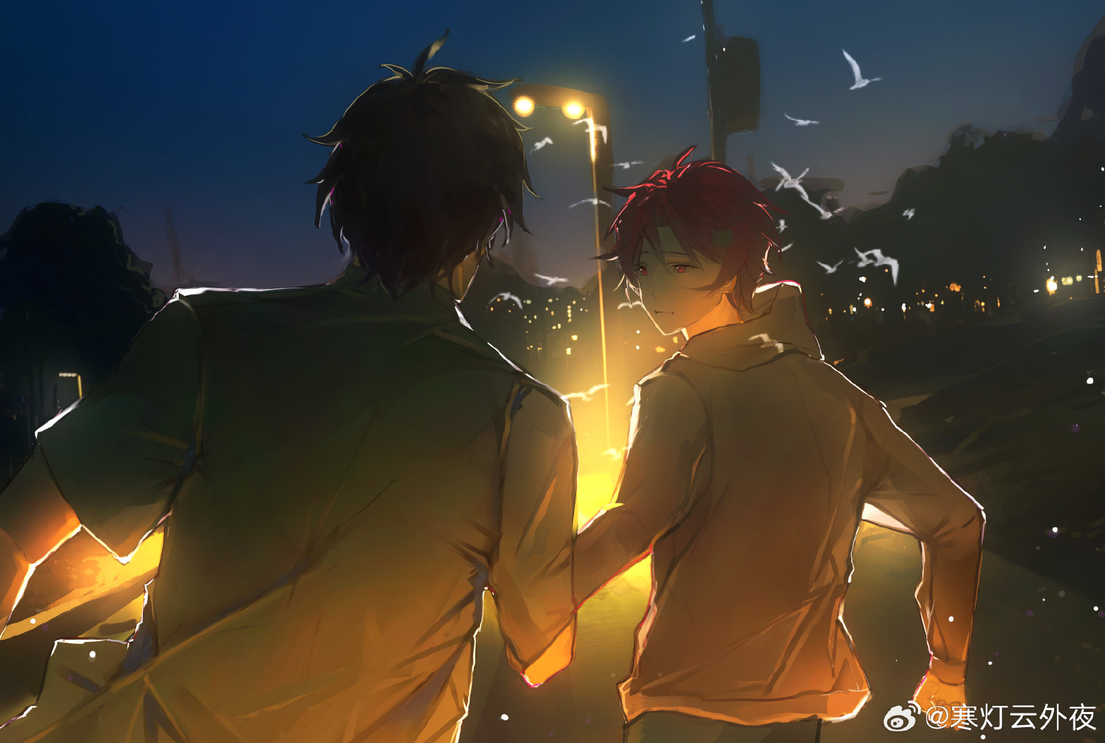#A千[超话]# 
“在黎明到来之前……”
“请离开我的心吧。”

一个自己写的文的三创，是七夕企划稿件呀，这边也发一下哇。[兔子] ​