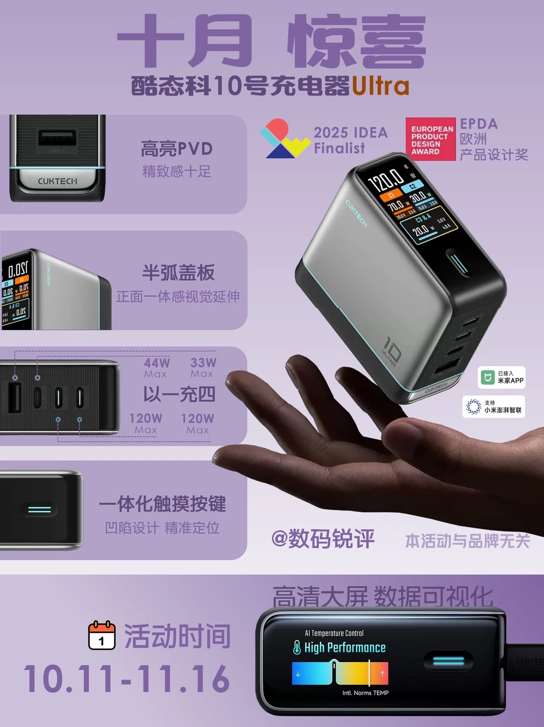 开工季出行好物！以一充四的高颜值充电头