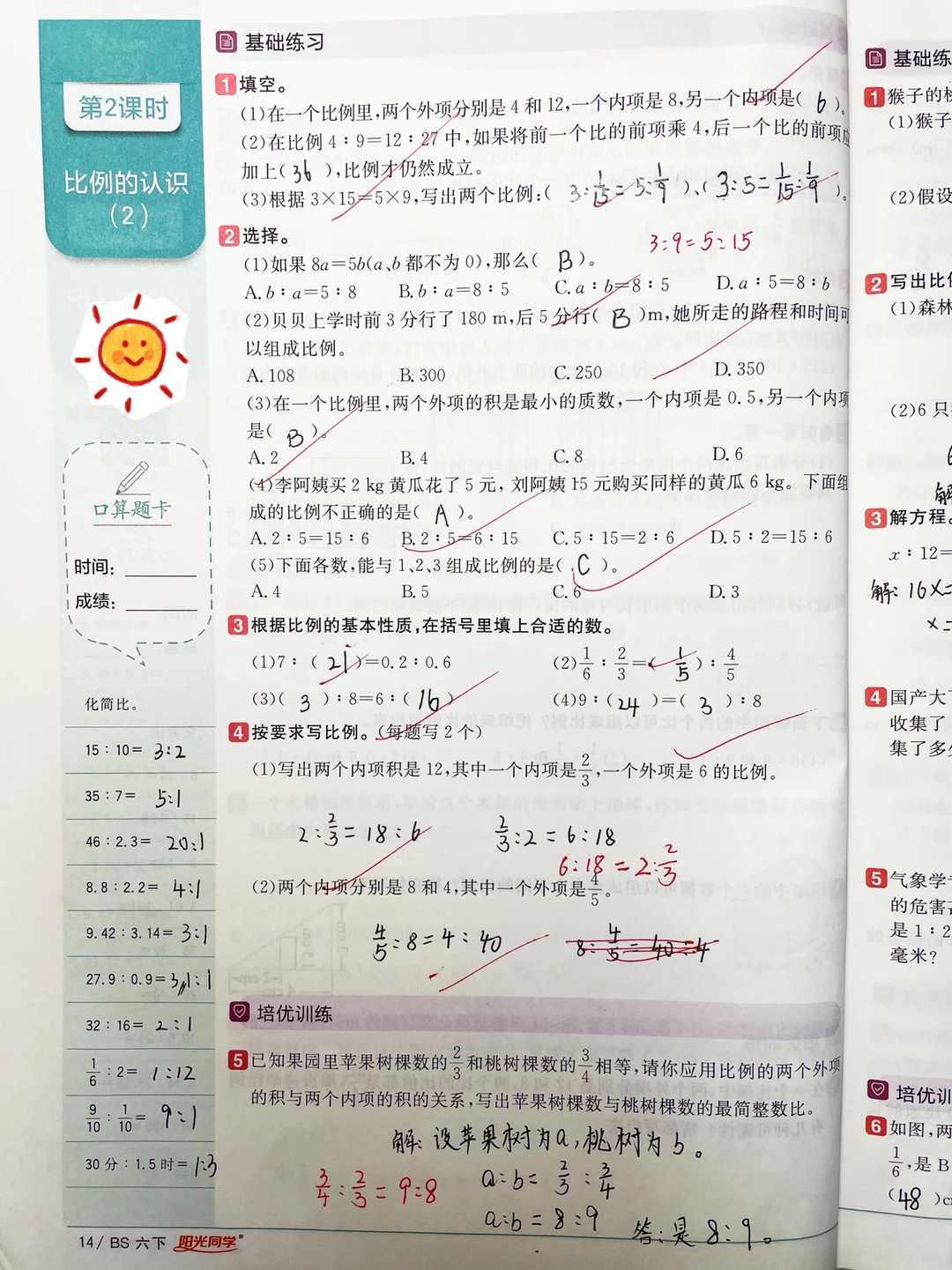 六下数学，阳光同学比例的认识和比例的应用