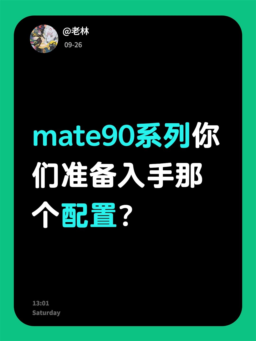 mate90系列你们准备入手那个配置？