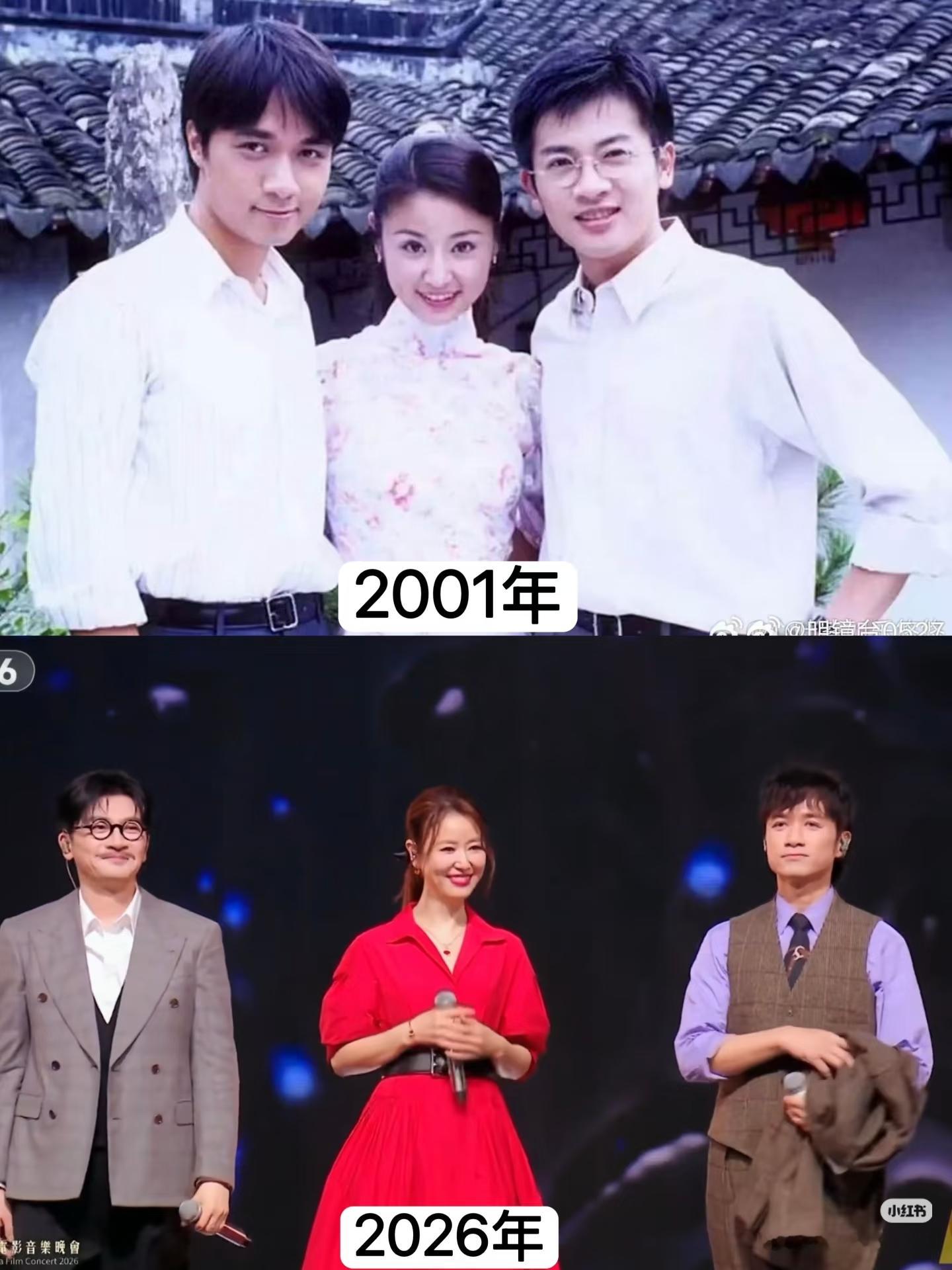 2026湾区升明月真的杀疯情怀！苏有朋、古巨基、林心如三人再度合体，现场合唱《情深深雨濛濛》。前奏一响，瞬间梦回童年暑假，小时候蹲在电视机前追剧的记忆，一下子全涌上来了。
 
不得不说，这三个人一站上台，氛围感直接拉满，童年经典果然从来不会过时。时隔这么多年再同台，模样虽然多了岁月的痕迹，但默契依旧