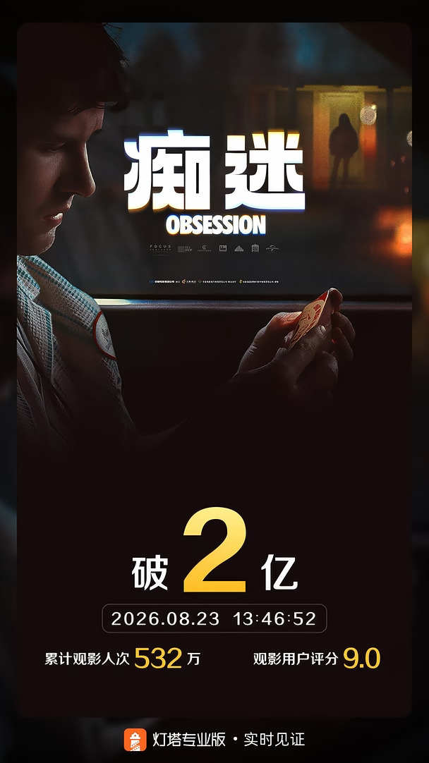 《痴迷》总票房破2亿！