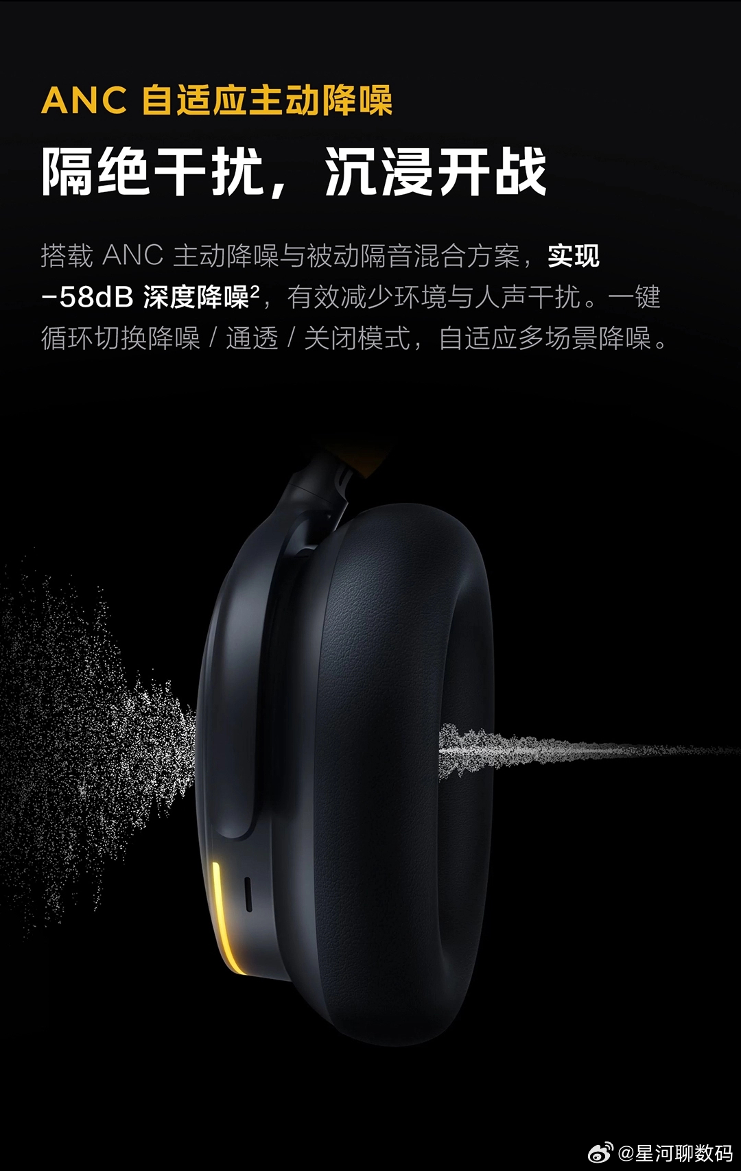 #iqoo[超话]# 不止电竞！#iQOO头戴电竞耳机# ‑58dB降噪，宿舍通勤两用神器！
 
传统电竞耳机普遍重游戏，忽略日常体验。
但iQOO这款头戴耳机，把主动降噪也配置到位，做到游戏、生活两手抓！
 
-58dB深度自适应主动降噪，也可手动调节轻度降噪，常规降噪和深度降噪，适用于不同场景，根据现状自行调节 ​