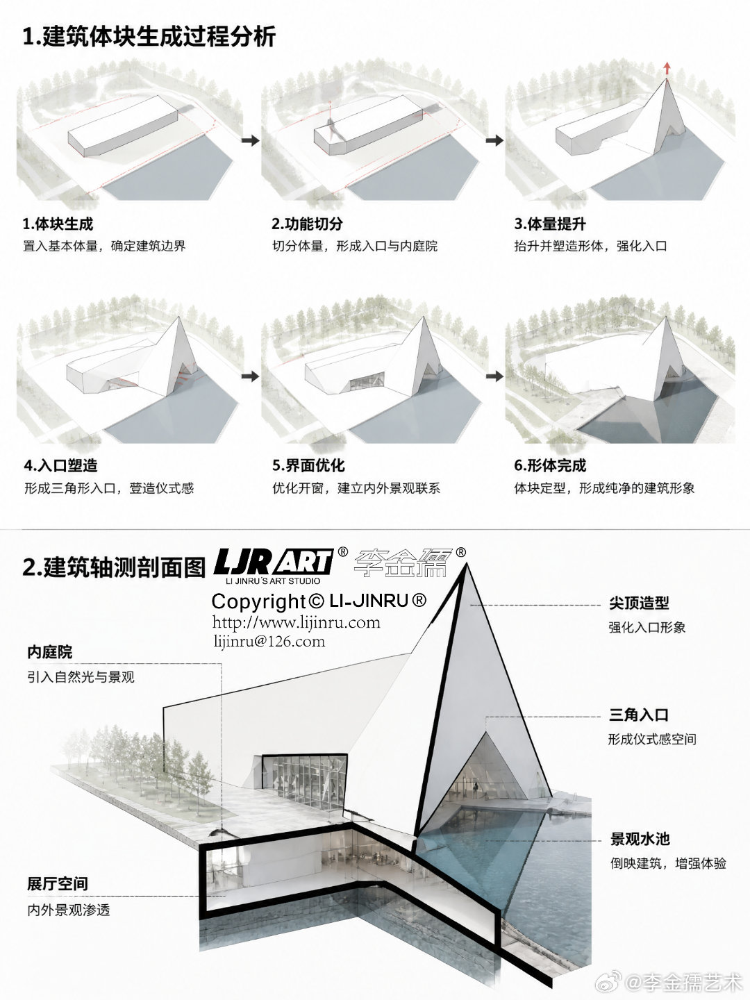 LJRART建筑艺术设计审美积累+草图。这是一座以几何切割为语言的山地...