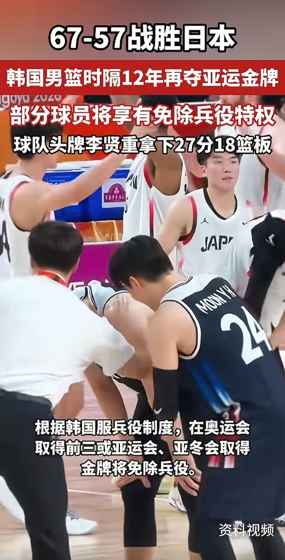2026男子亚运会韩国击败日本夺冠，夺冠原因和中国队的不足