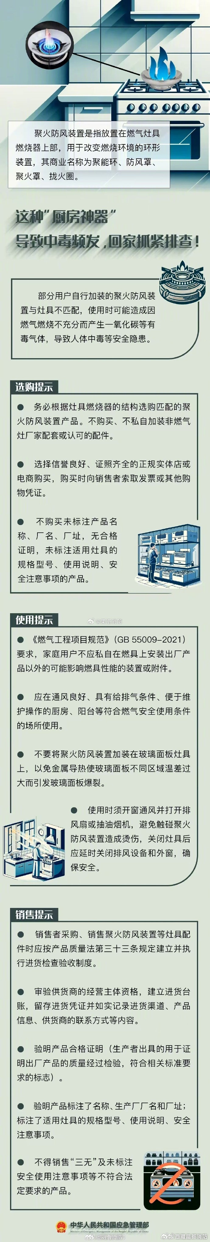 燃气灶安聚能环不节能还有安全隐患】聚能环又称聚火罩、节能环，宣称可以防风、节能、提高热效率，这款“厨房神器”销量火爆。但其实“聚能环”不仅没有节能效果，还存在安全隐患，切勿擅自加装！！ ​​​