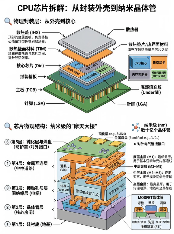 🧠 CPU芯片拆解：从外壳到纳米世界