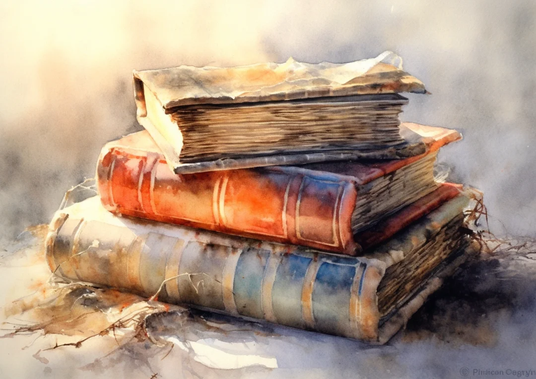 AI水彩：废纸 报纸 旧书——各种纸