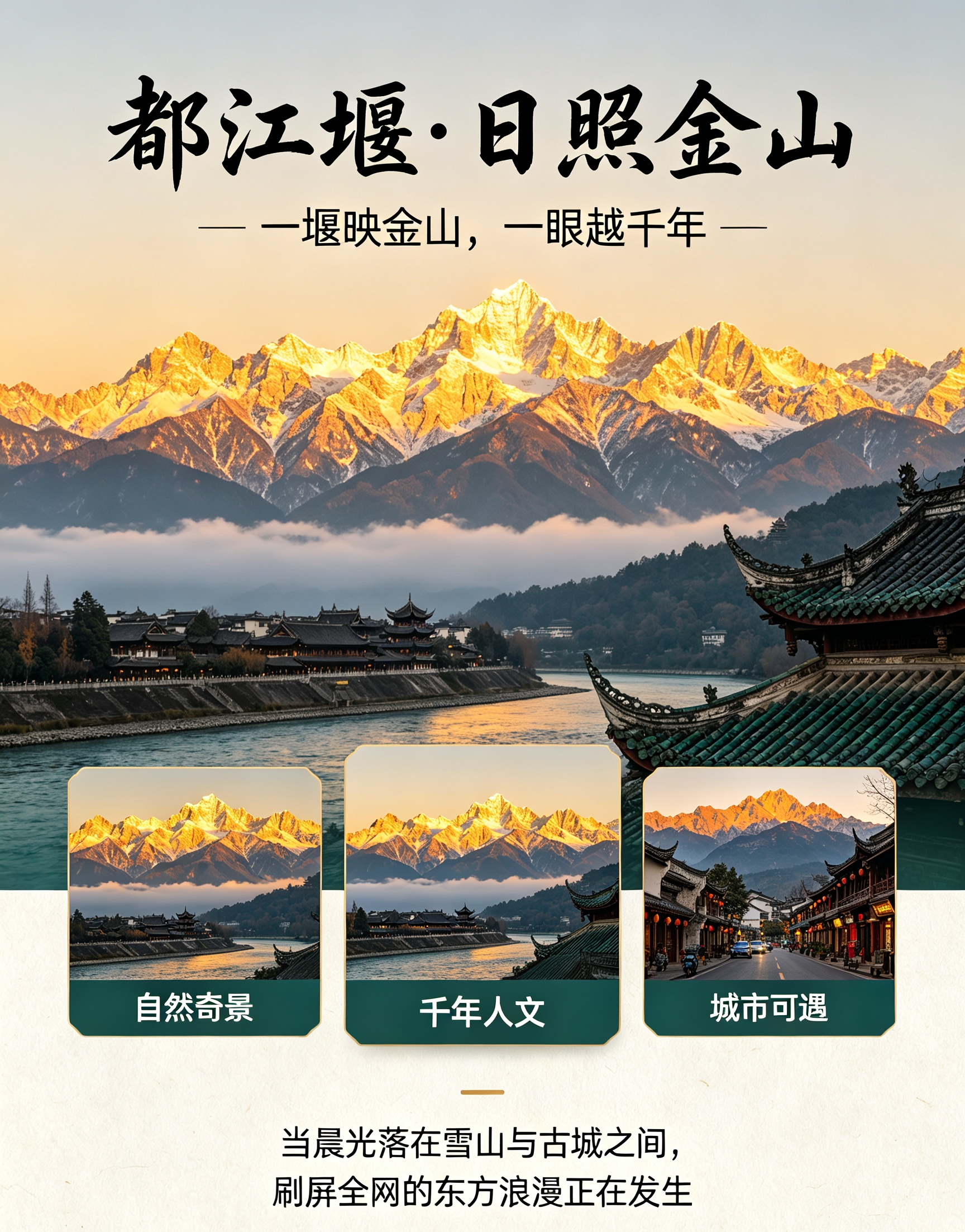 成都都江堰“日照金山”火了！！！