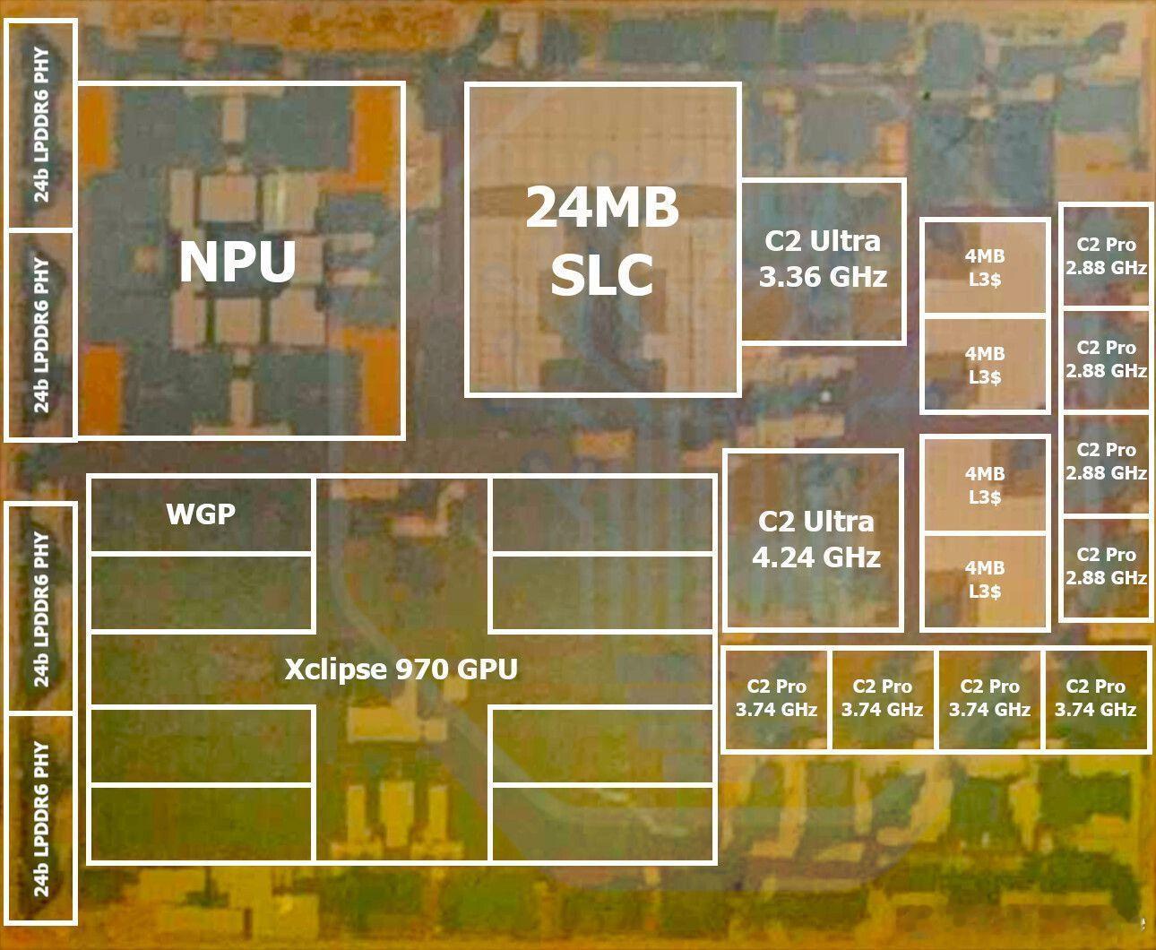 Exynos 2700 (2nm SF2P)

CPU : (10-core) 
1× 4.24GHz C2 Ultra 
1× 3.36GHz C2 Ultra 
4× 3.74GHz C2 Pro 
4× 2.88GHz C2 Pro

GPU：Xclipse 970

支持 LPDDR6 RAM 
24MB SLC + 16MB L3 cache 

#数码闲聊站[超话]##三星##Exynos2700# ​