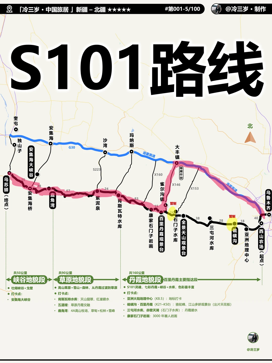 百里丹霞S101自驾路线：最近封路可以怎么走
