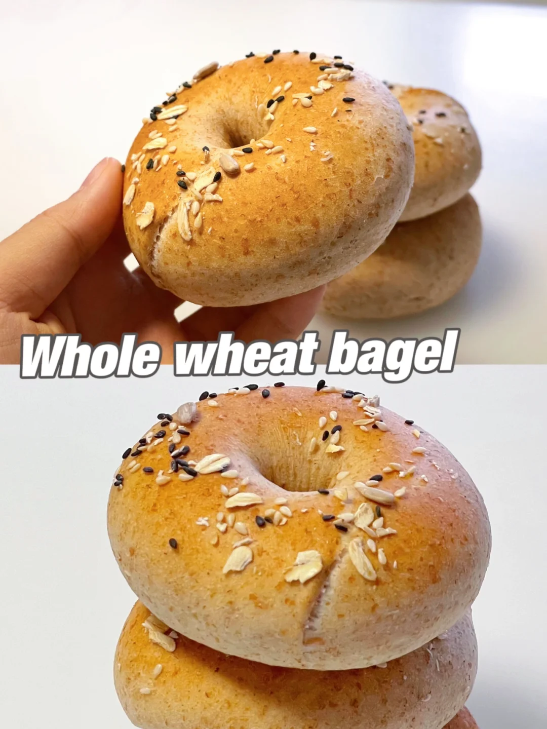 惊❗️无油无糖的全麦贝果居然这么Q弹好吃