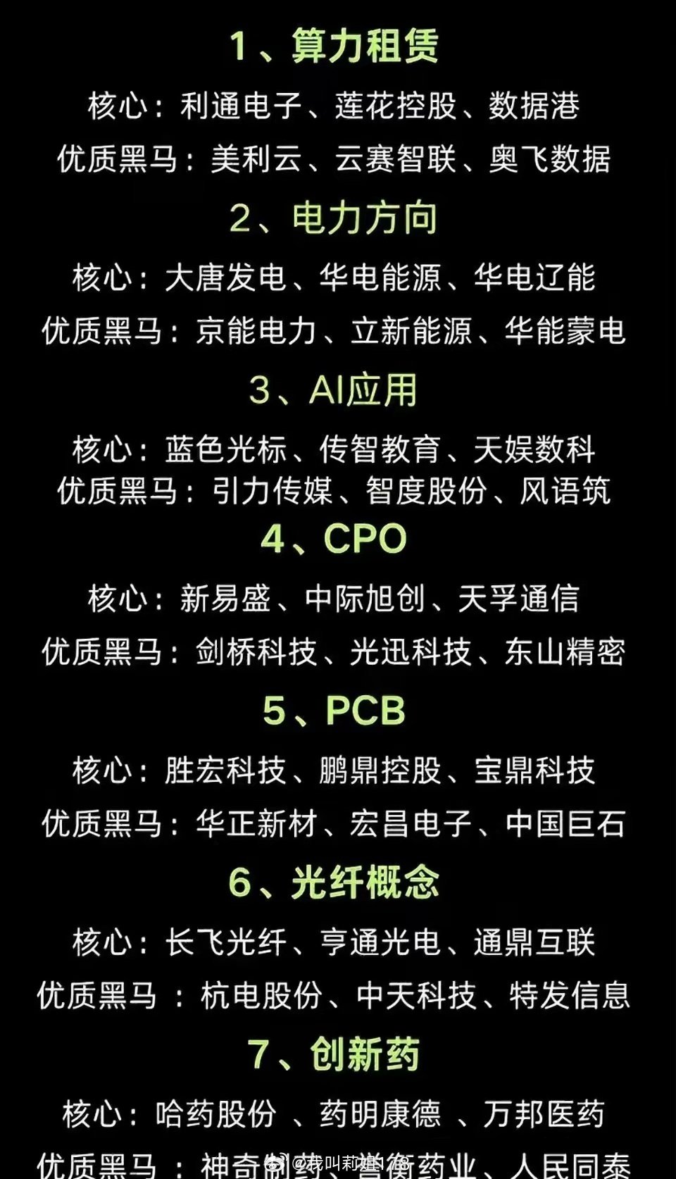 下半年7大行业核心及黑马梳理

​​光模块：AI算力的传输底座，数据爆发带动800G向1.6T迭代，产业链进入技术更新周期，8家核心企业可重点跟踪。 ​