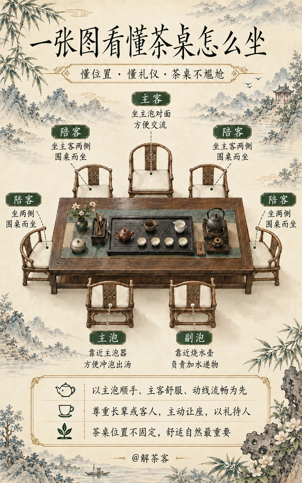 一张图看懂茶桌怎么坐