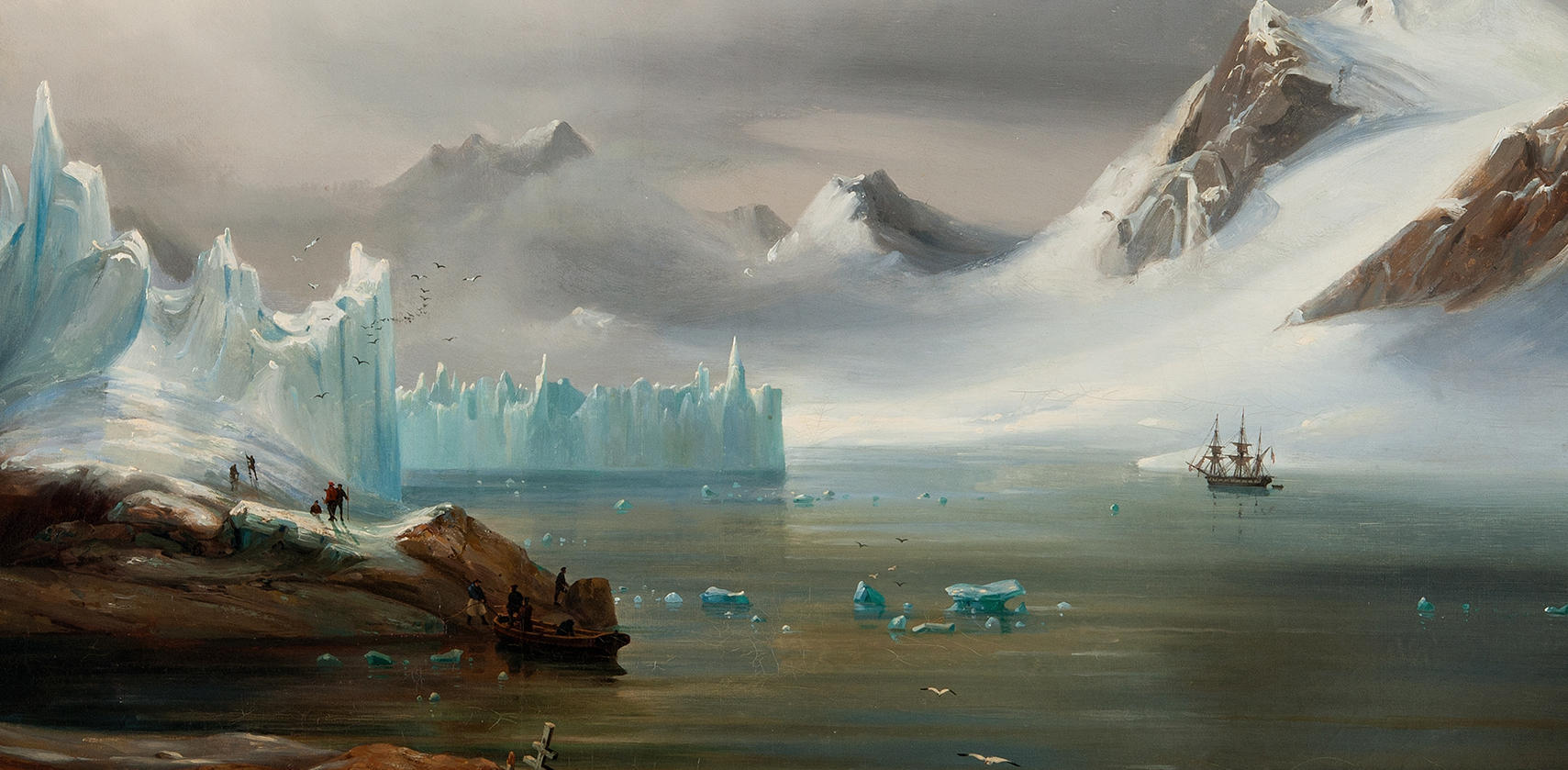 #西方绘画艺术# 
《Vue depuis le Spitzberg》
作　　者：[法国] 奥古斯特・梅耶（Auguste‑Étienne‑François Mayer ，1805-90）
年　　份：c. 1655 - 1660
尺　　寸：113 × 76 cm
收　　藏：瑞典斯德哥尔摩国家博物馆

迈耶作为一名擅长海景和航海题材的画家，曾以官方画家的身份，参加了法国北方科 ​
